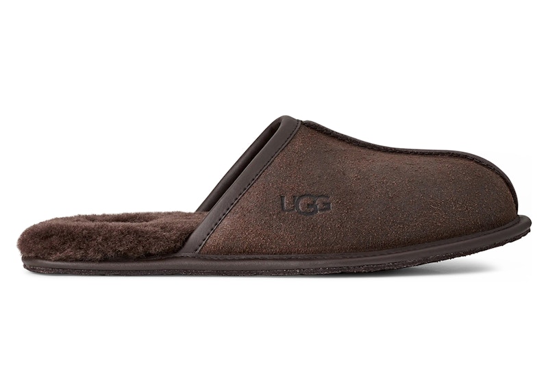 Pre-owned Ugg Men's Scuff Leather Distressed Slipper Sneakers In Dusted Cocoa In Brown