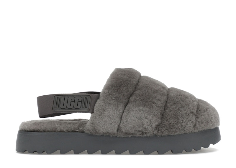 Pre-owned Ugg Super Fluff Slipper (women's) Sneakers In Charcoal