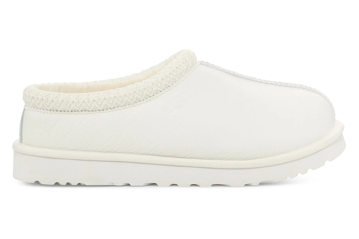 Pre-owned Ugg Tasman Leather Slipper White In White/white