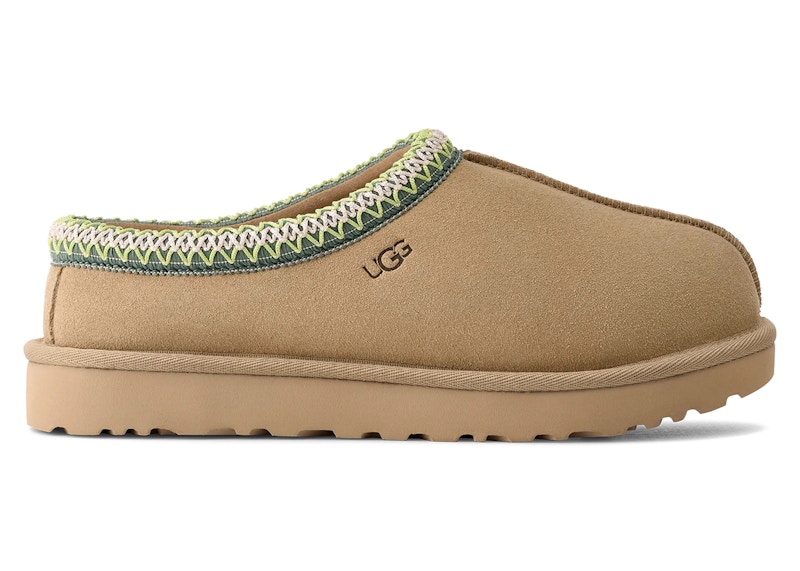 Pre-owned Ugg Tasman Slipper (women's) Sneakers In Mustard Seed/vibrant Green