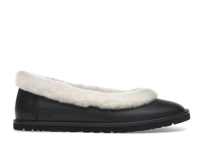 Pre-owned Ugg Zora Leather Ballet Flat (women's) Sneakers In Black
