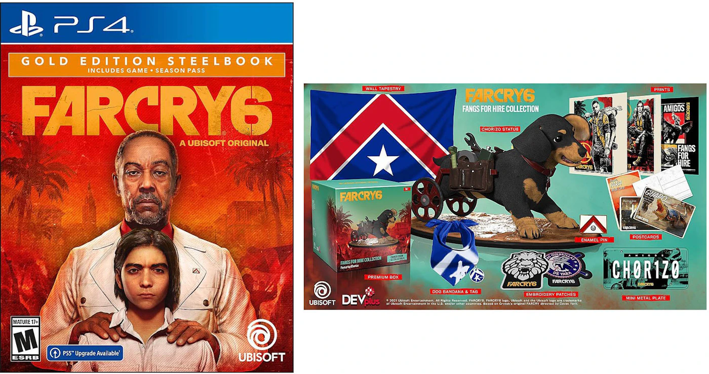 Ubisoft PS4 Far Cry 6 & DPI Inc: Fangs for Hire Collection Gold Edition  Steelbook Video Game Bundle - US