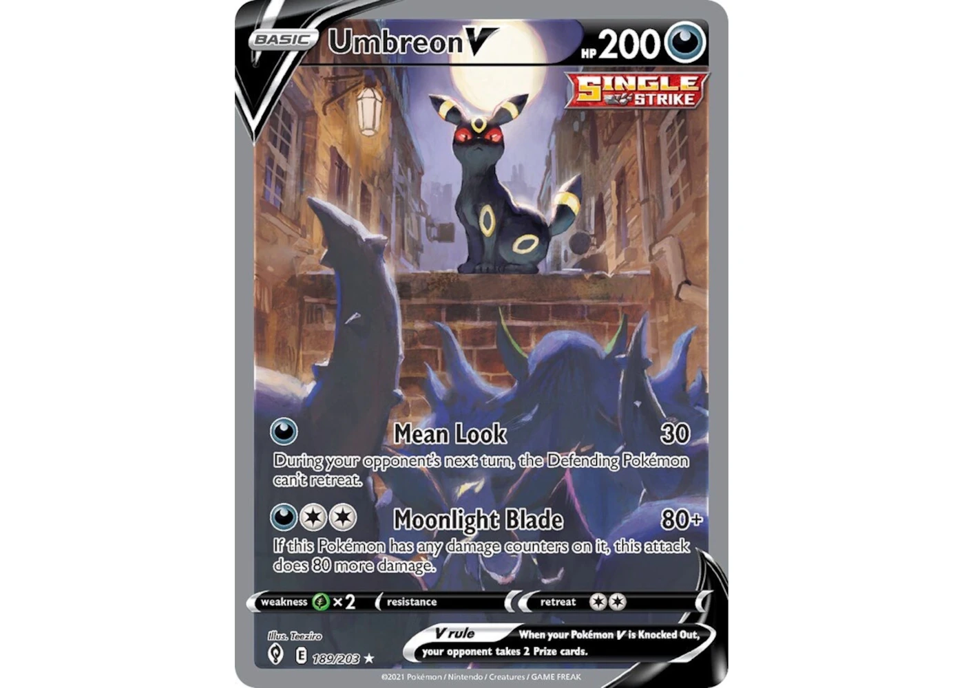 Umbreon V 2021 Pokmon Scarlet & Violet Evolving Skies Ultra Rare V 189/203 Ungraded - 2021 - US Umbreon V 2021 Pokmon Scarlet & Violet Evolving Skies Ultra Rare V 189/203 Ungraded - 2021 - US