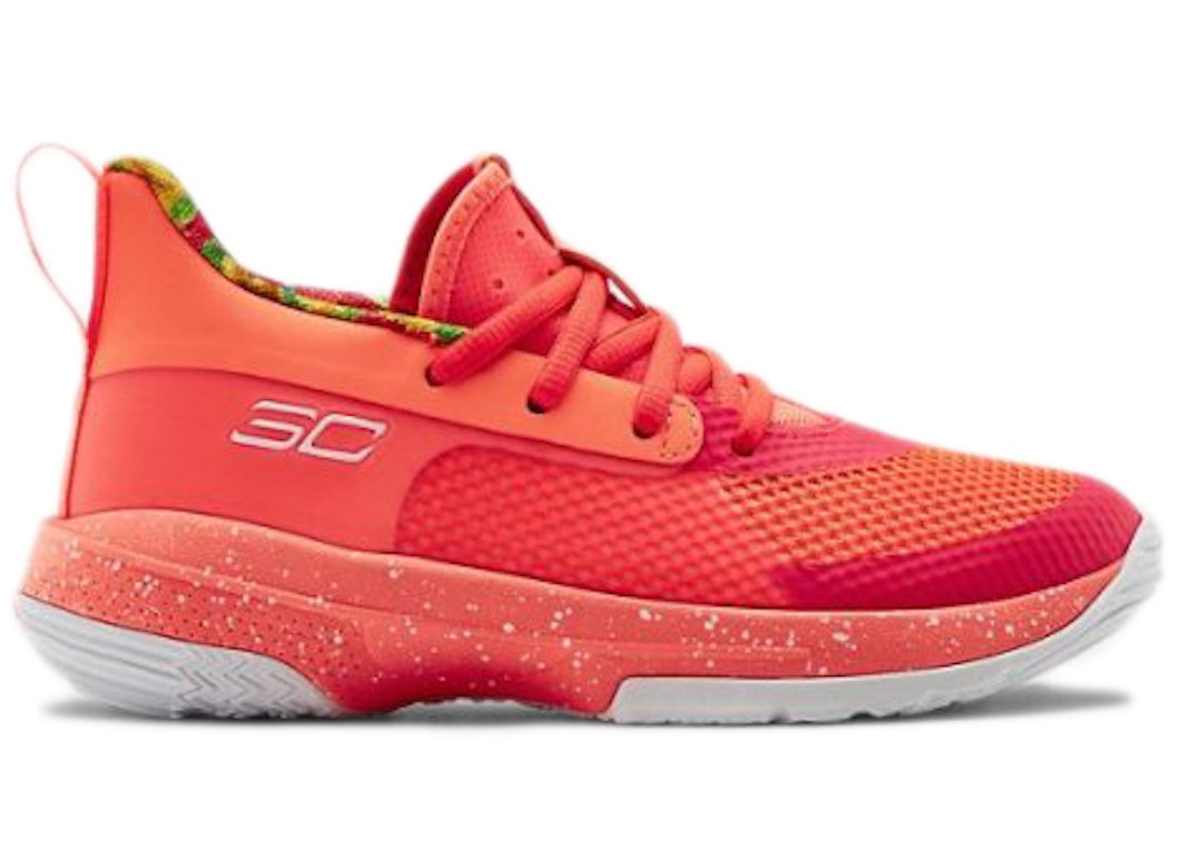 Pre-owned Under Armour Curry 7 Sour Patch Kids Peach (ps) In Peach Plasma/white