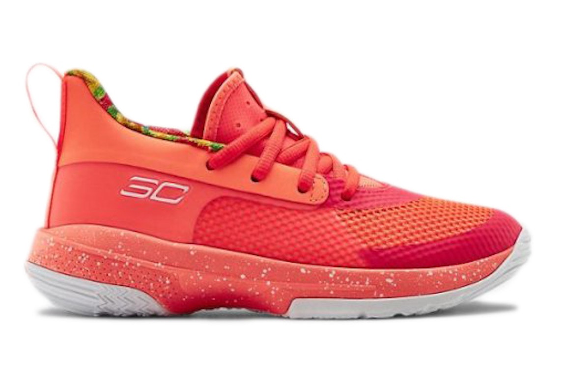 Pre-owned Under Armour Curry 7 Sour Patch Kids Peach (ps) In Peach Plasma/white