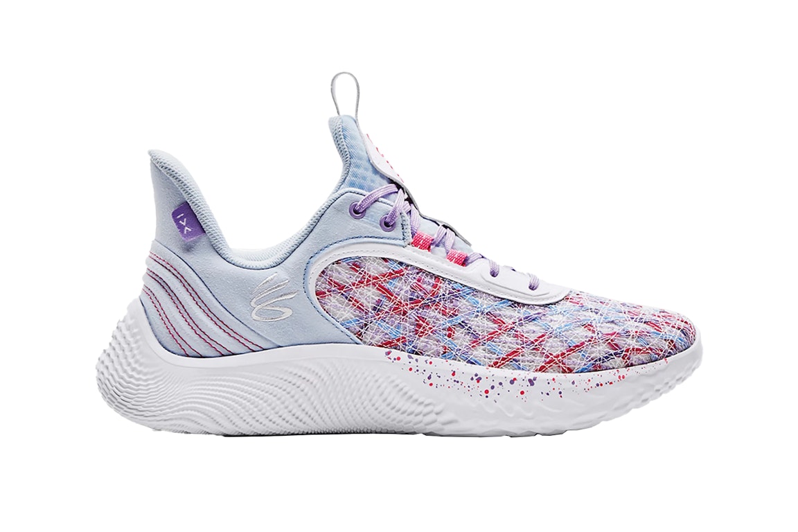 Pre-owned Under Armour Curry Flow 9 For The W (gs) In Oxford Blue/vivid Lilac/white