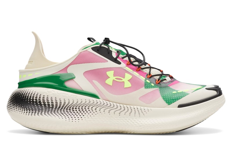 Pre-owned Under Armour Men's  Echo Sneakers In Ivory Dune/virtual Pink/high Vis Yellow