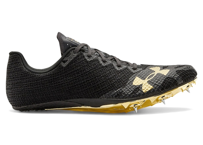 Under Armour Hovr Smokerider - Men's Sprint Spikes - Black / Jet Gray / Mtlc Victory Gold - 3021831-004