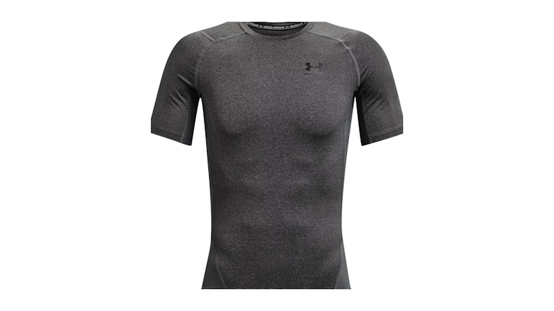 Pre-owned Under Armour Men's  Heatgear Compression Short Sleeve T-shirt In Carbon Heather/black