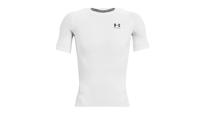Pre-owned Under Armour Men's Heatgear Compression Short Sleeve T-shirt In White/black In Multi