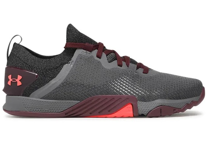 Pre-owned Under Armour Men's  Tribase Reign 3 Orange Sneakers In Grey/black/burgundy