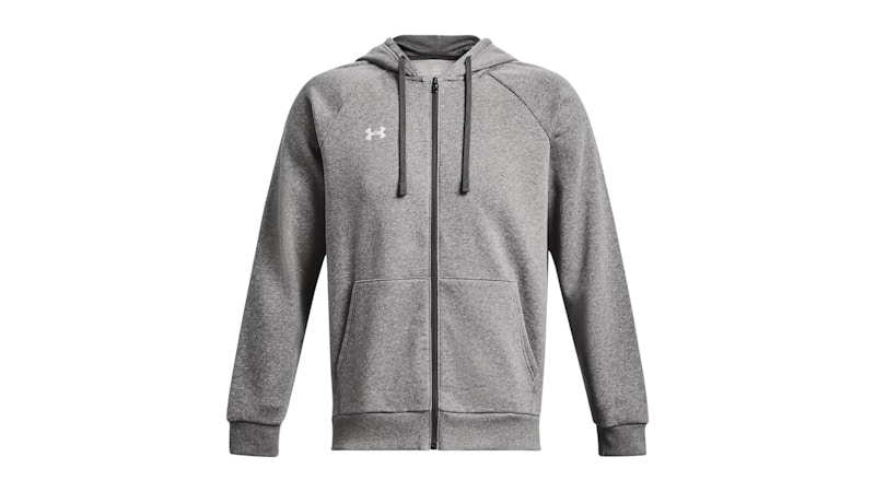 Pre-owned Under Armour Men's  Ua Rival Fleece Fullzip Hoodie In Castlerock Light Heather/white