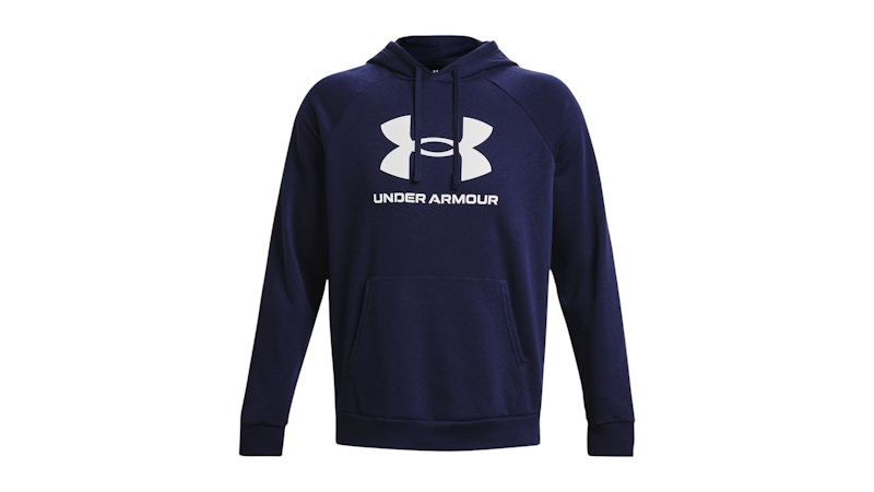 Pre-owned Under Armour Men's  Ua Rival Fleece Logo Hoodie In Midnight Navy Blue/white In Multi