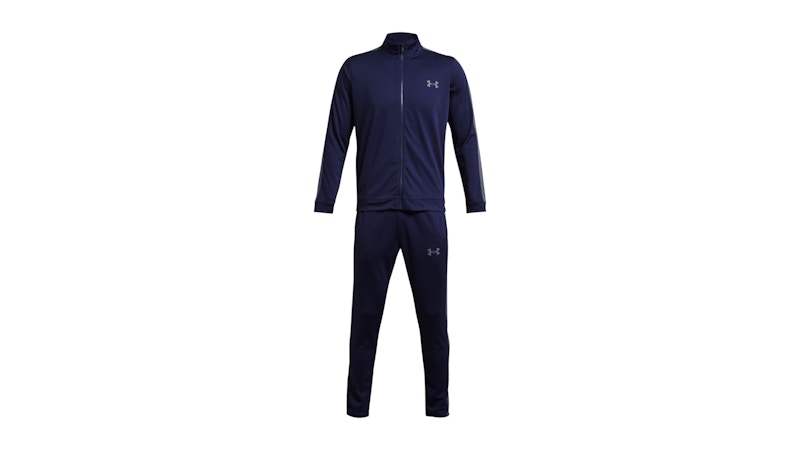 Pre-owned Under Armour Men's  Ua Rival Knit Tracksuit Set In Midnight Navy Blue/downpour Gray