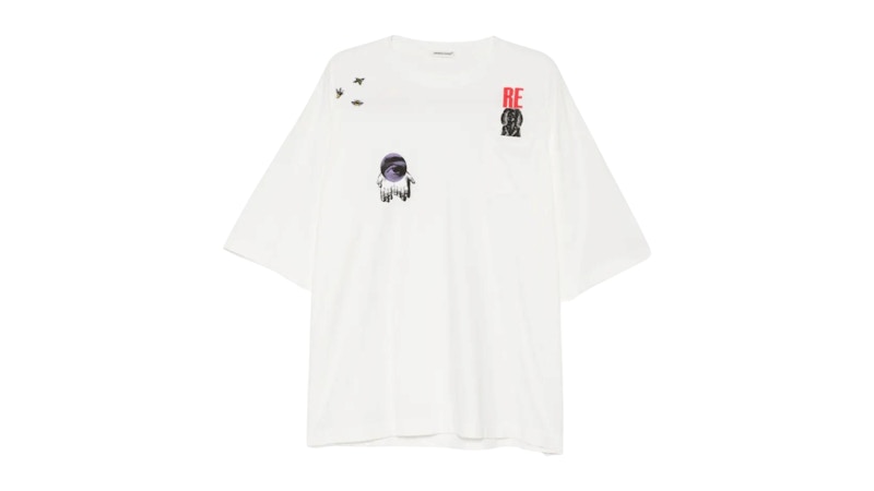 Men's Undercover Embroidered Relaxed Fit T-Shirt in White