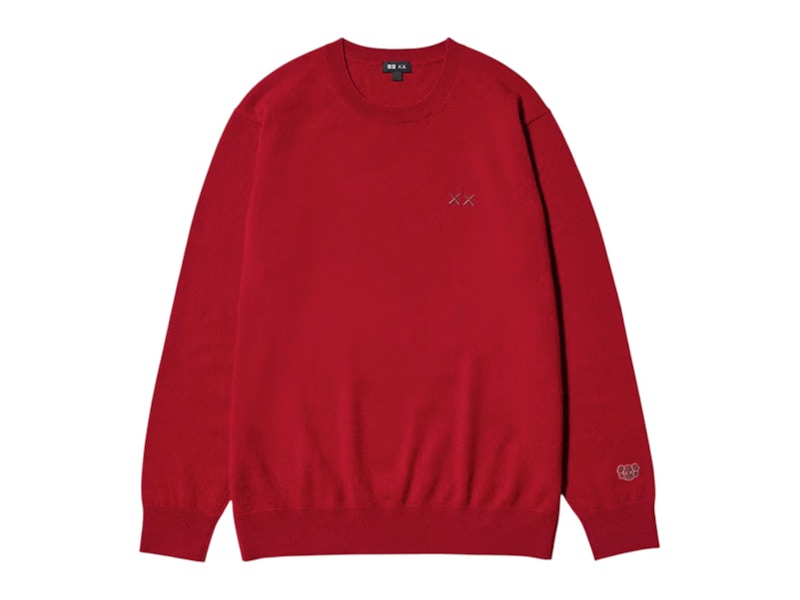 Pre-owned Uniqlo X Kaws Cashmere Crewneck Sweatshirt Sweater In Red