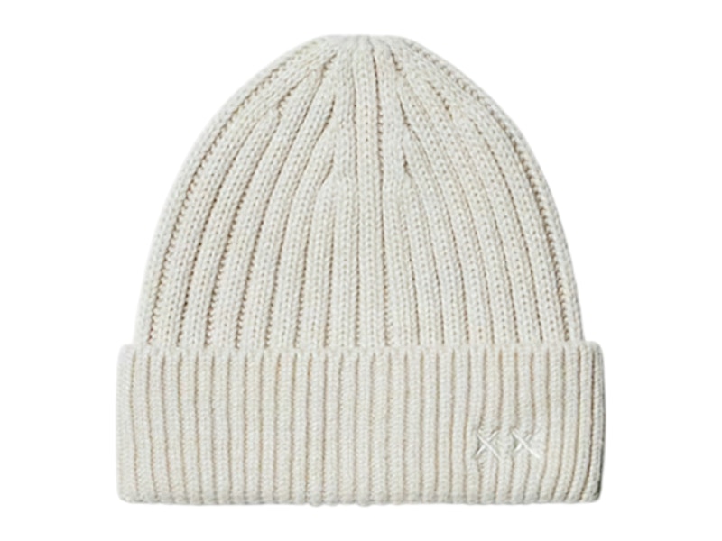 Pre-owned Uniqlo X Kaws Heat Tech Beanie In Off White