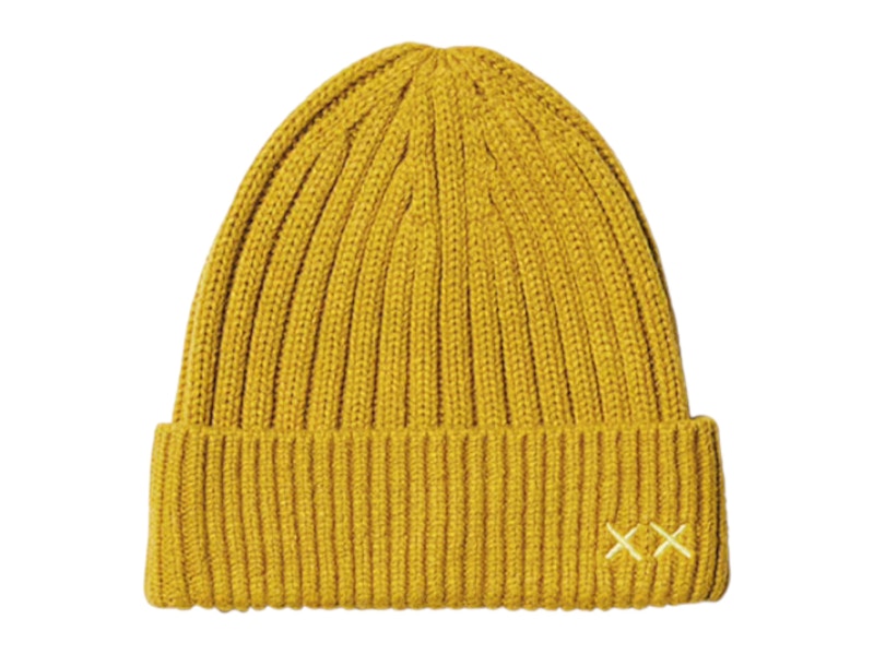 Pre-owned Uniqlo X Kaws Heat Tech Beanie In Yellow