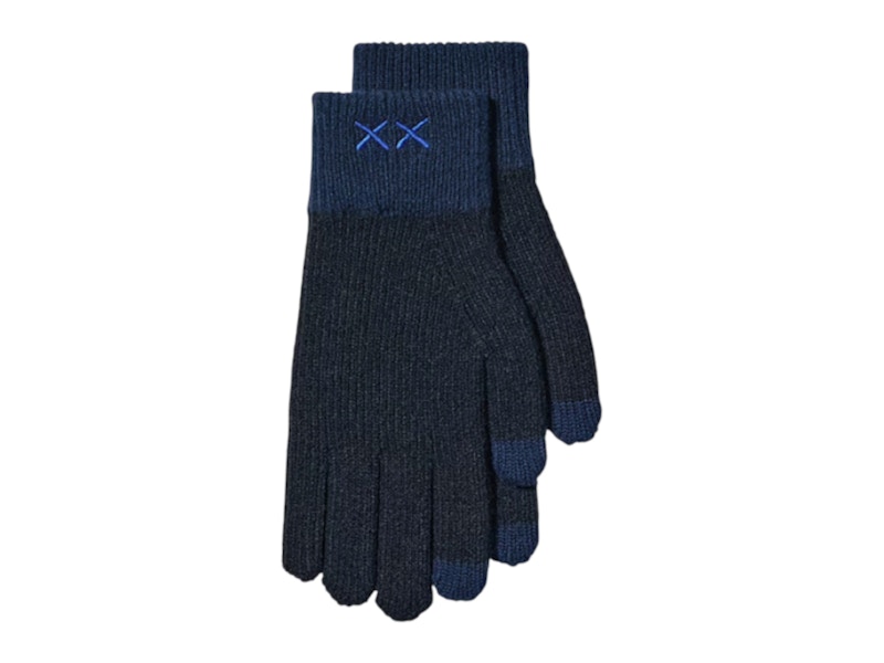 Pre-owned Uniqlo X Kaws Heat Tech Knitted Gloves In Navy Blue