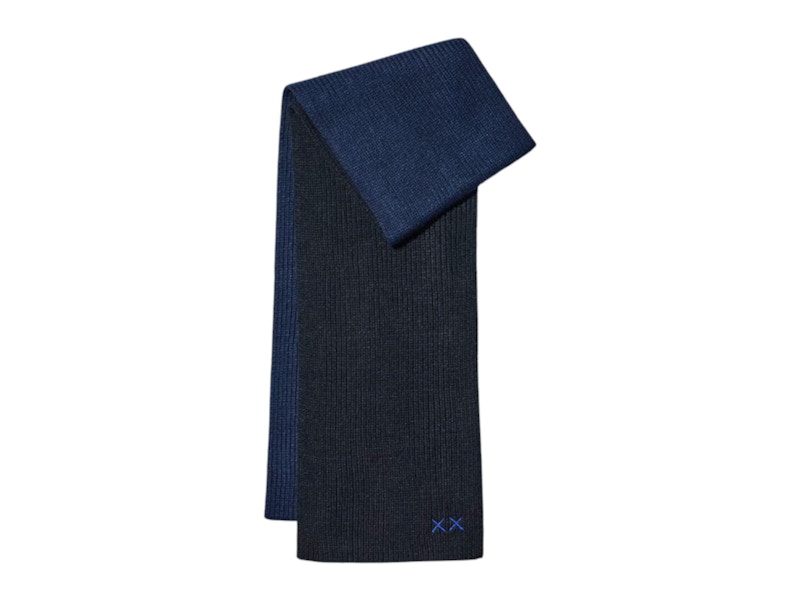 Pre-owned Uniqlo X Kaws Heat Tech Knitted Scarf In Navy Blue