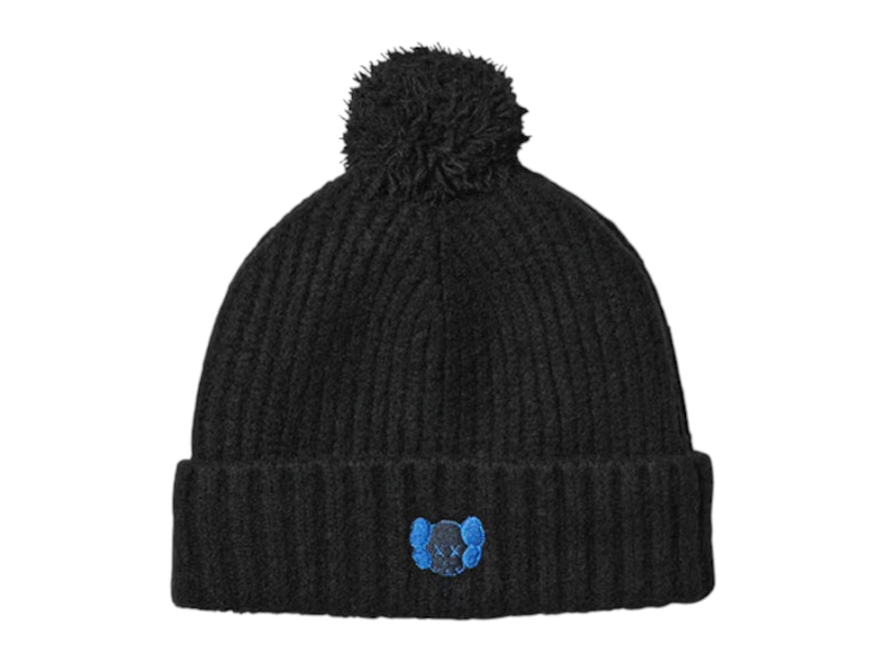 Pre-owned Uniqlo X Kaws Kids Heat Tech Yarn Knitted Cap In Black