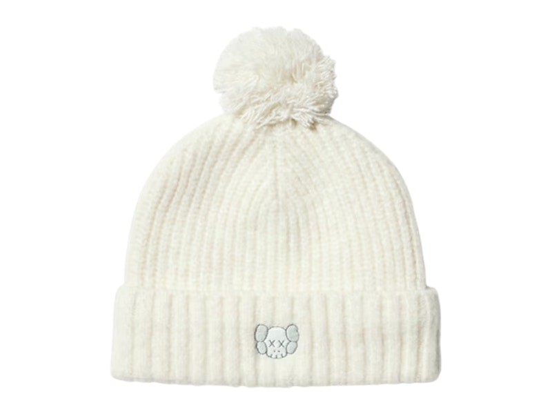 Pre-owned Uniqlo X Kaws Kids Heat Tech Yarn Knitted Cap In Off White