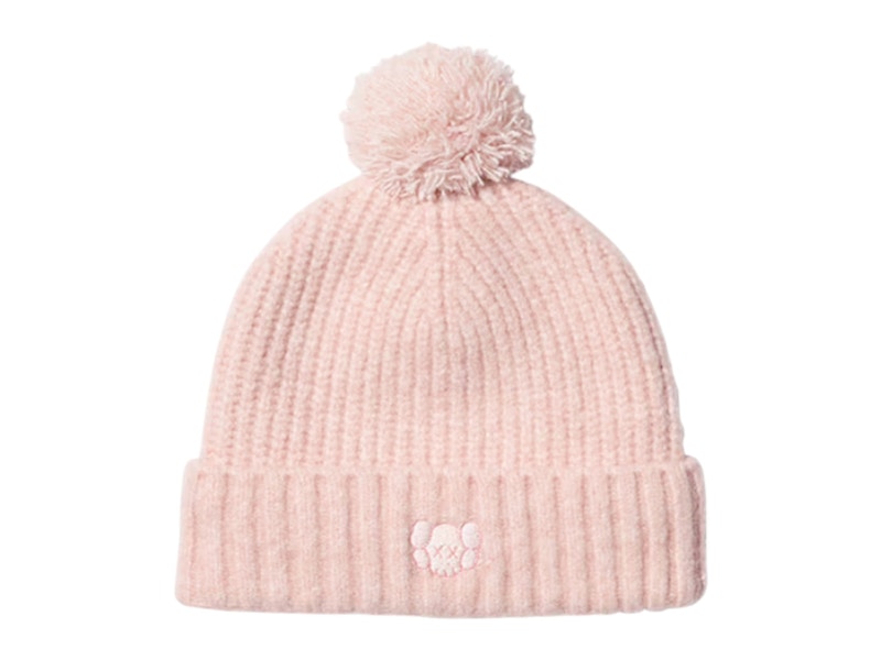 Pre-owned Uniqlo X Kaws Kids Heat Tech Yarn Knitted Cap In Pink