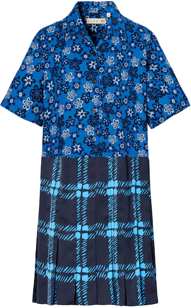 Uniqlo x MARNI Open Collar Pleated Dress (Asia Sizing) Blue - SS22 - US