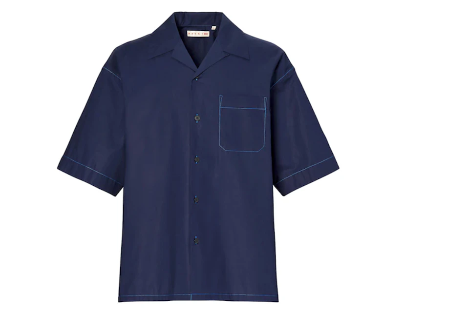 Uniqlo X Marni Oversized Open Collar Shirt Asia Sizing Navy Ss22 Uniqlo X Marni Oversized Open Collar Shirt Asia Sizing Navy Ss22