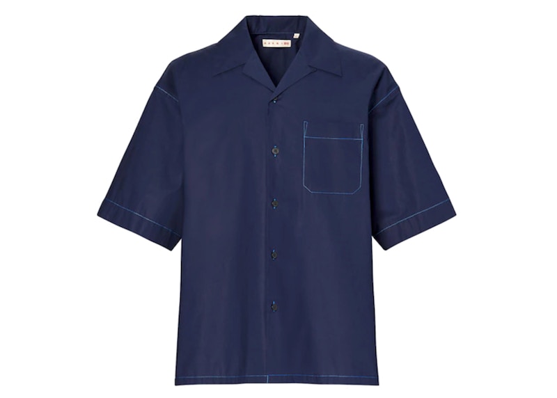 新入荷 Open Oversized MARNI x Uniqlo Collar SS22 - Men's Navy Shirt トップス