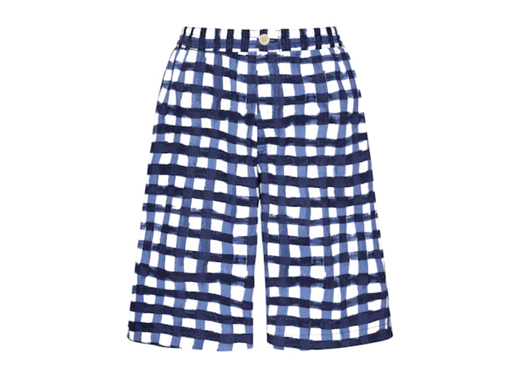 Pre-owned Uniqlo X Marni Wide Fit Check Boxy Shorts (asia Sizing) Blue