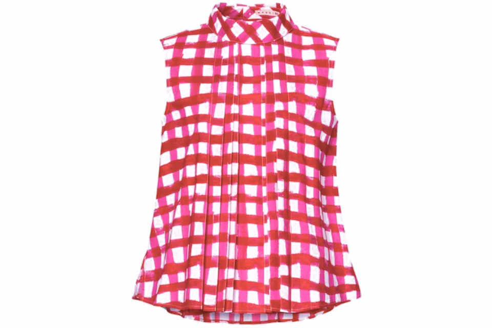 Uniqlo x MARNI Women's Check Tuck Blouse Pink