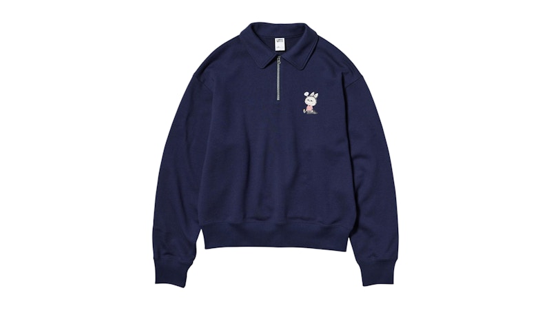 Pre-owned Uniqlo X Pop Mart The Monsters Women's Halfzip Sweatshirt In Navy Blue