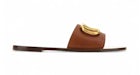 Valentino Calfskin Point V Logo Signature Slide Sandal Tan (Women's)