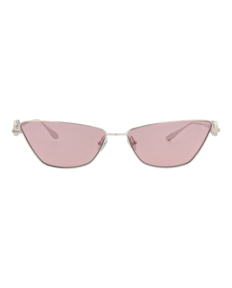 Women's Valentino Cat EyeFrame Acetate Sunglasses in Silver Silver Bordeaux (Vls/135C/61)
