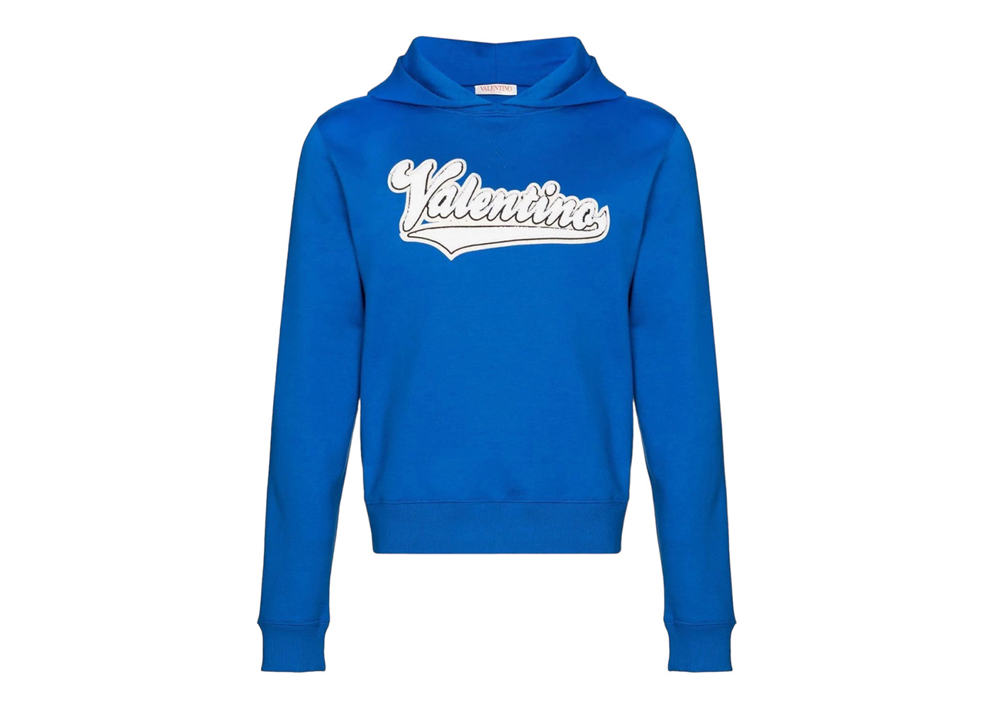 Valentino Embroidered Logo Popover Hoodie Blue
