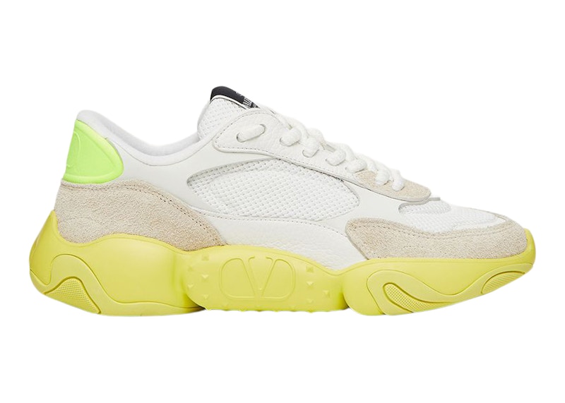 Valentino Garavani Bubbleback White Ice Neon Yellow Men's