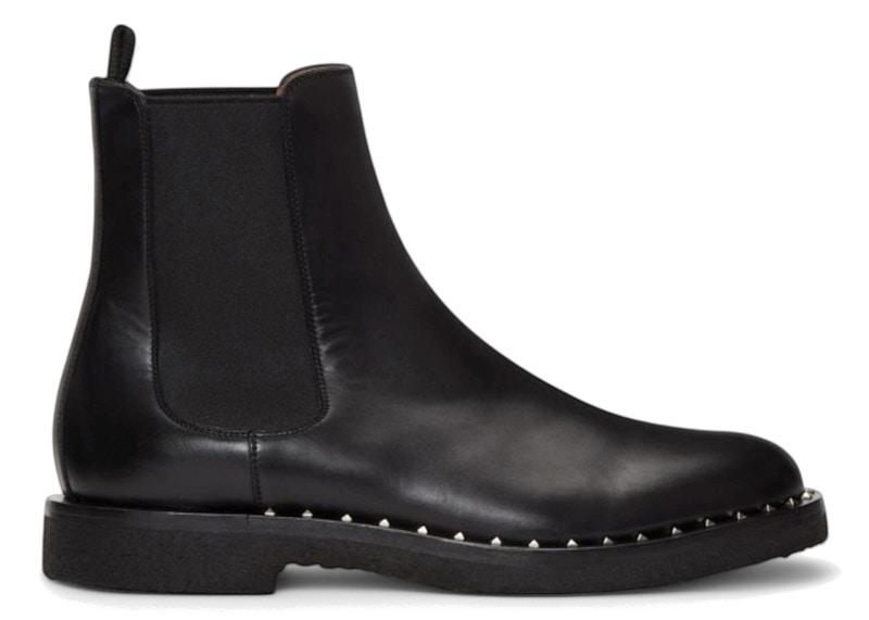 Valentino Garavani Leather Soul Rockstud Chelsea Boots Black