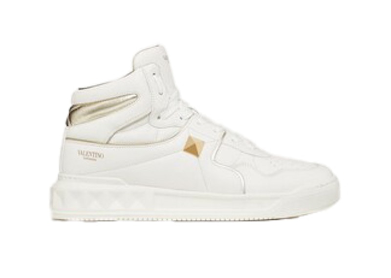 Pre-owned Valentino Garavani Garavani One Stud Hightop (women's) Sneakers In White/silver