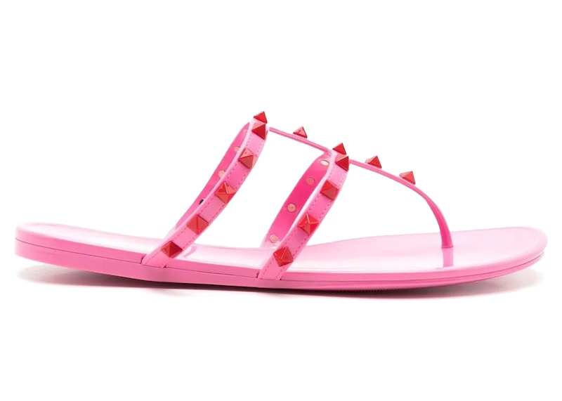 Valentino Garavani Rockstud Slip-On Sandals Pink Red