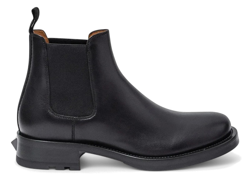 Valentino Garavani Roman Stud Leather Ankle Boots Black
