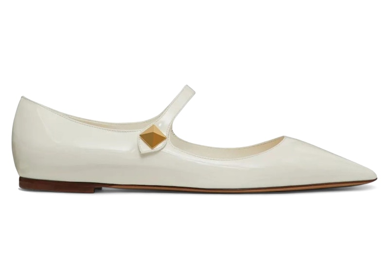 Pre-owned Valentino Garavani Garavani Tiptoe Pointed Toe Ballerinas (women's) Sneakers In Ivory In White
