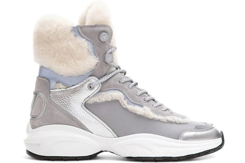 Sneakers alte in shearling Valentino Garavani V Logo Argento (da