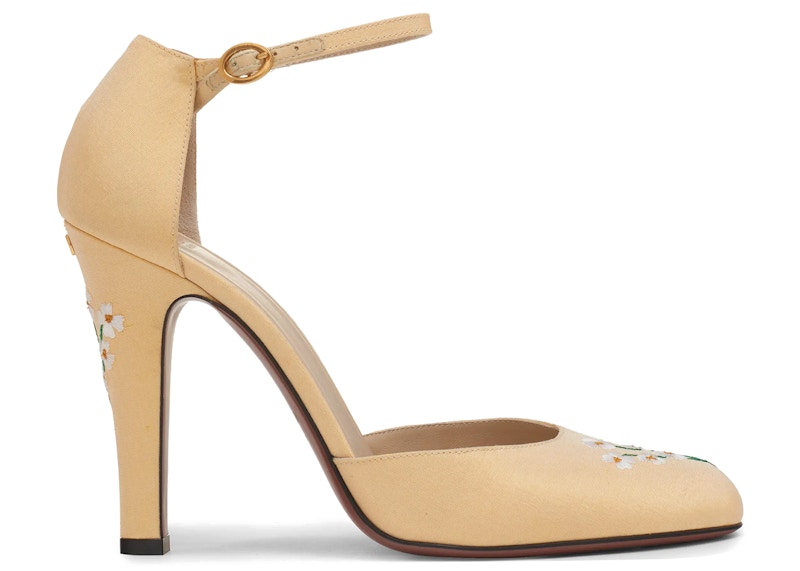 Valentino Hi Dolly Ankle Strap Pump Clay Floral Embroidery