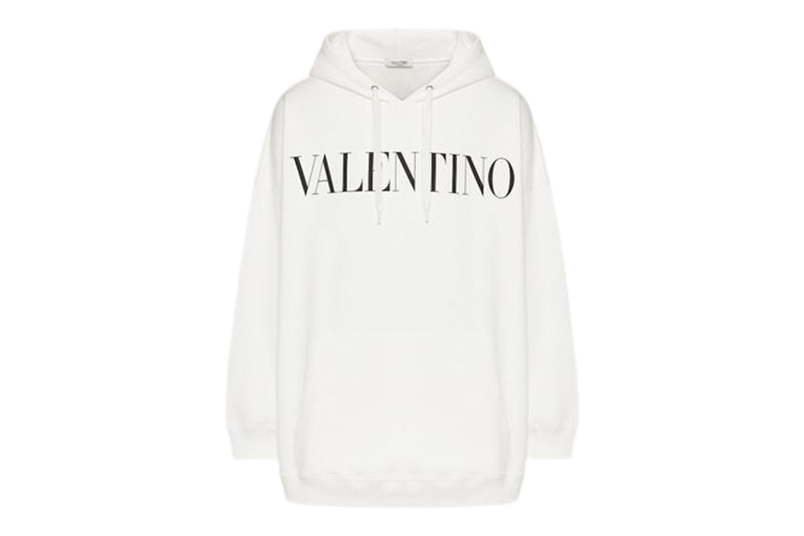 Pre-owned Valentino Logo Oversized Hoodie White/black