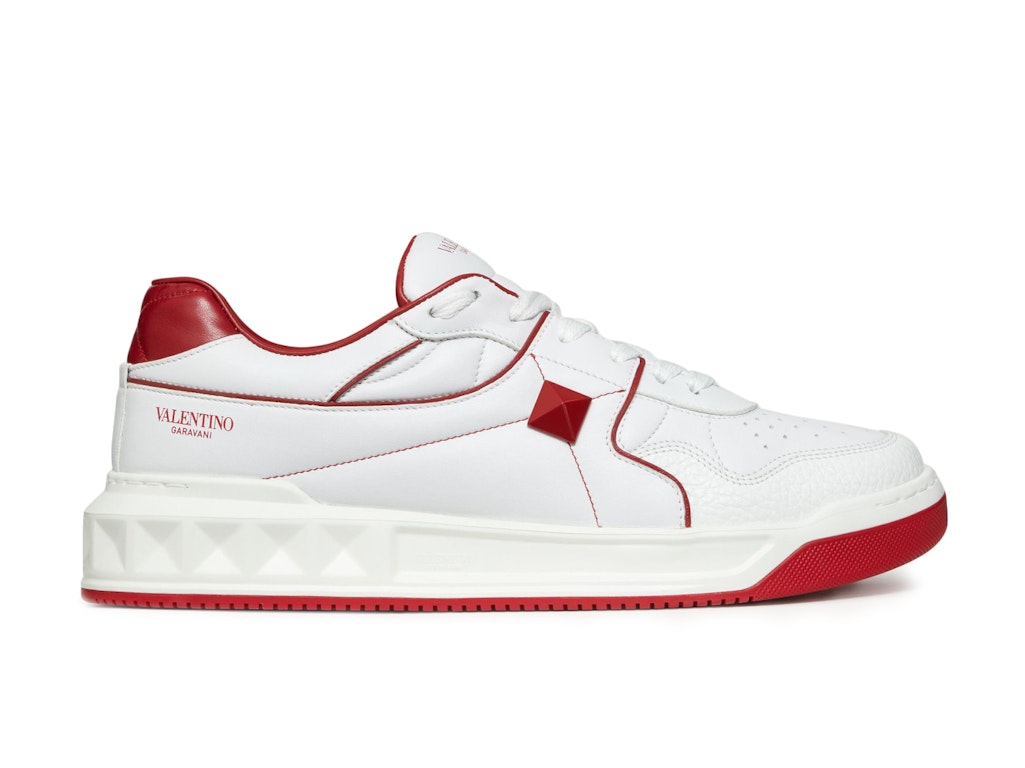 Pre-owned Valentino Garavani Valentino One Stud Low-top White Red In White/red