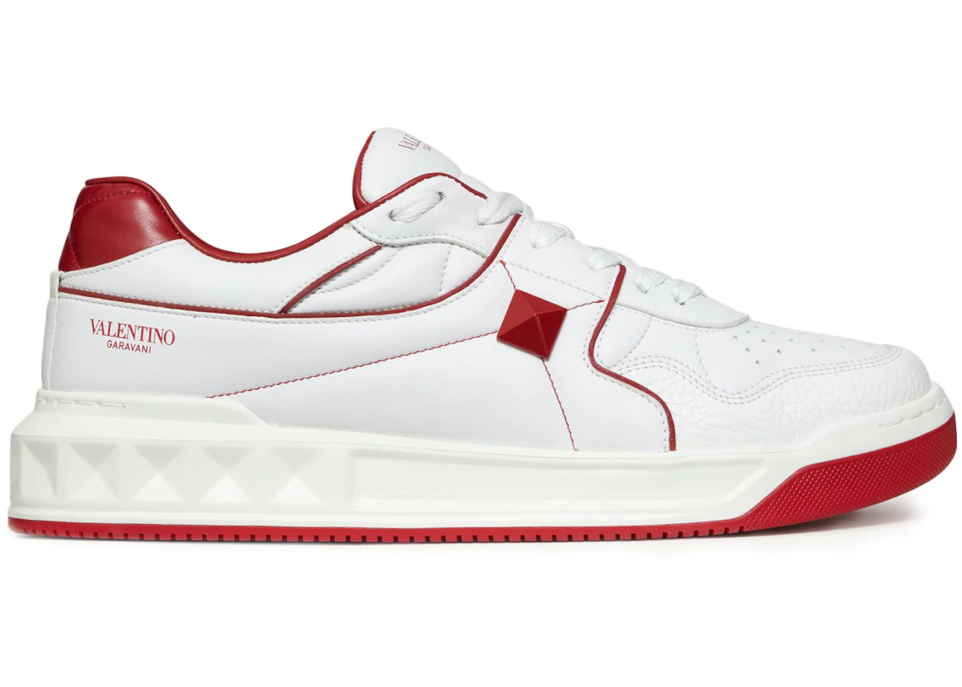 Valentino One Stud Low-Top White Red Men's - XY2S0E71NWN_R81 - US