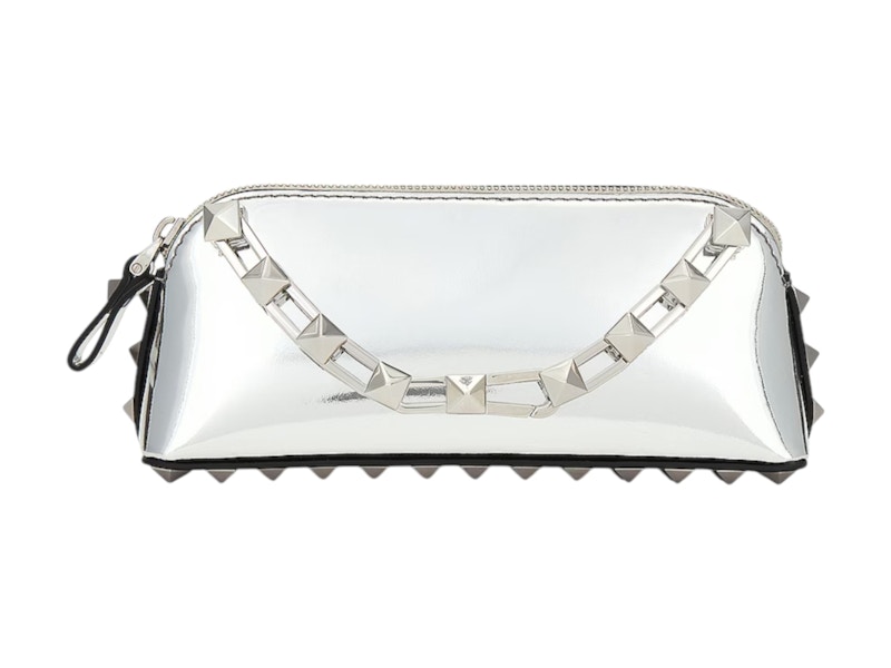 Valentino Rockstud Mini Shoulder Bag Silver in Leather - US