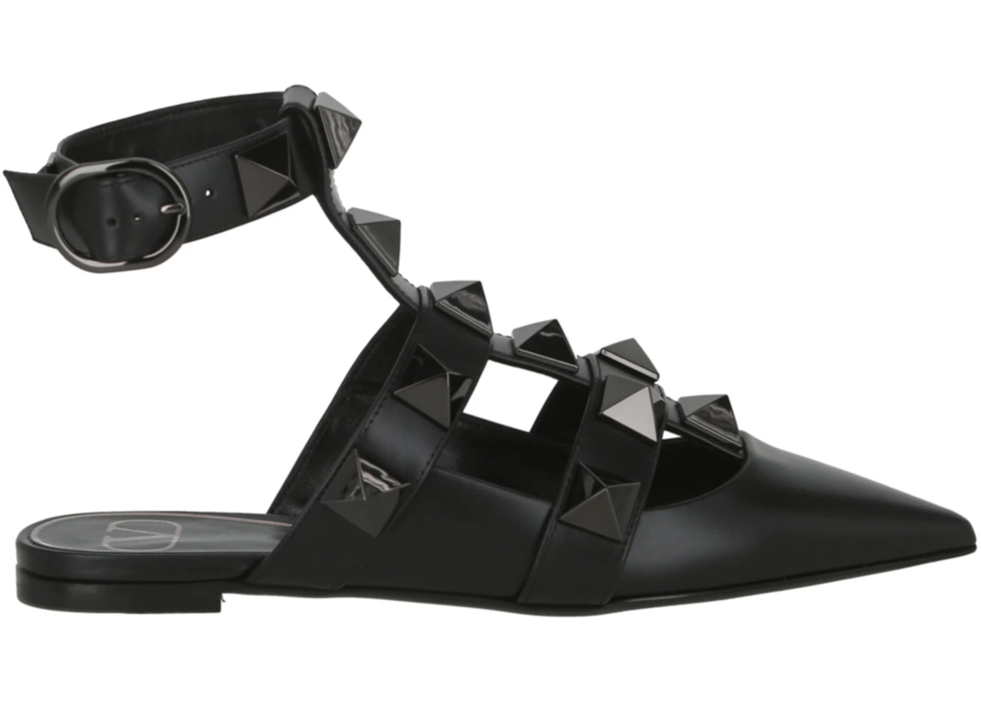 Valentino Roman Stud Ballerina Flats Black (Women's