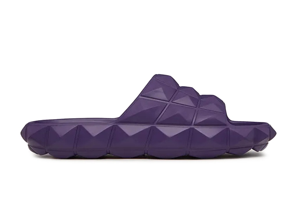 Pre-owned Valentino Garavani Valentino Roman Stud Turtle Slide Sandal Purple